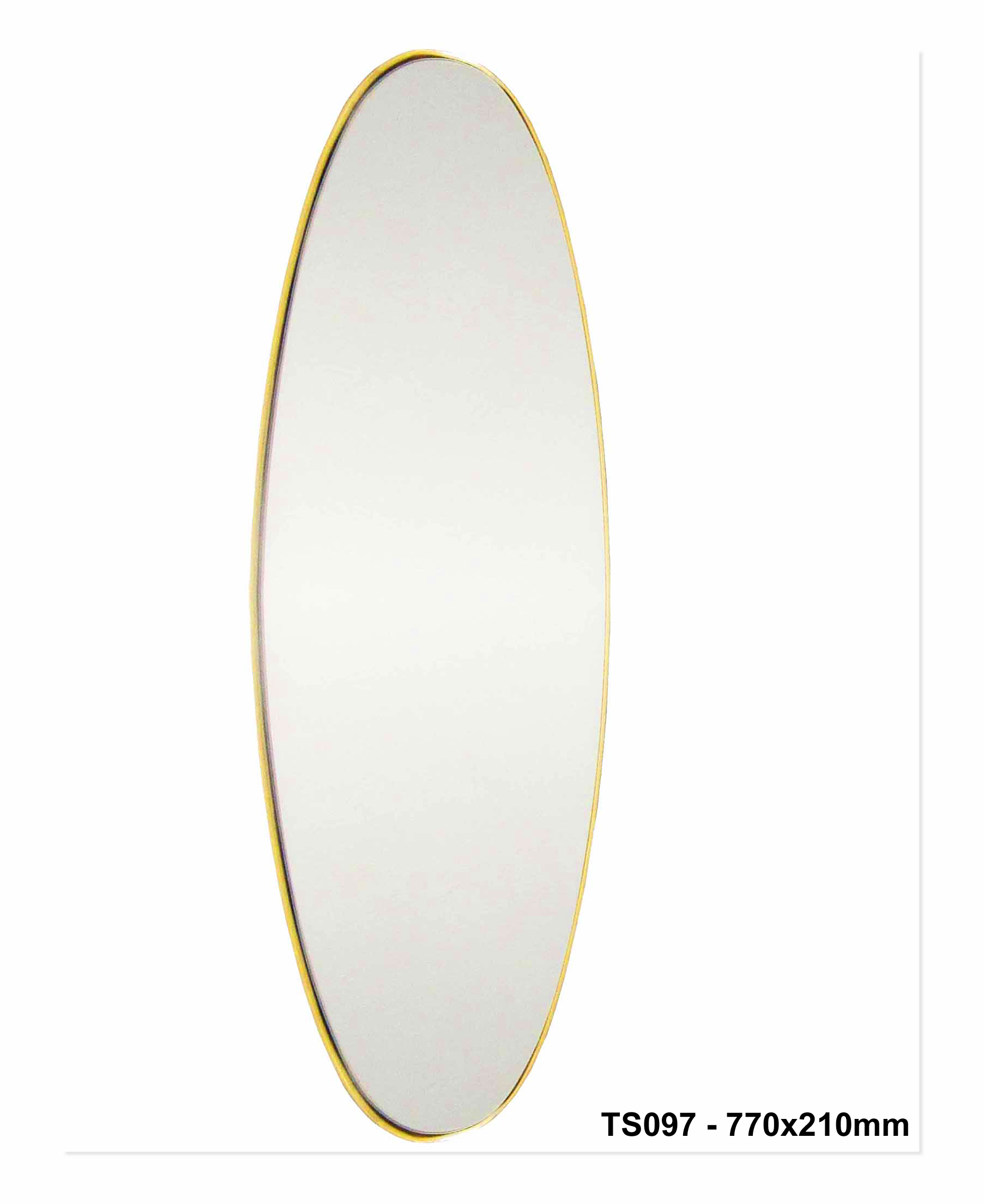 TS097 Wall décor art mirror modern long oval gold frame 770mm